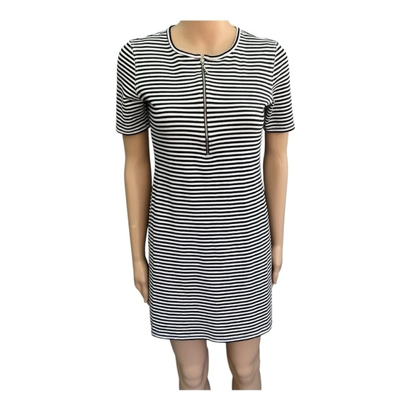 Current/Elliott Leighton Mini Dress in Black and White Stripe Size 1 - Picture 2 of 7